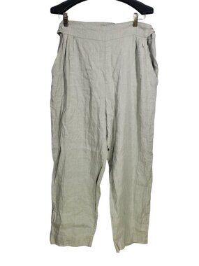 Sugar Candy Mountain Linen Pants Women's L Gray Tie-Waist Lagenlook Boho Casual